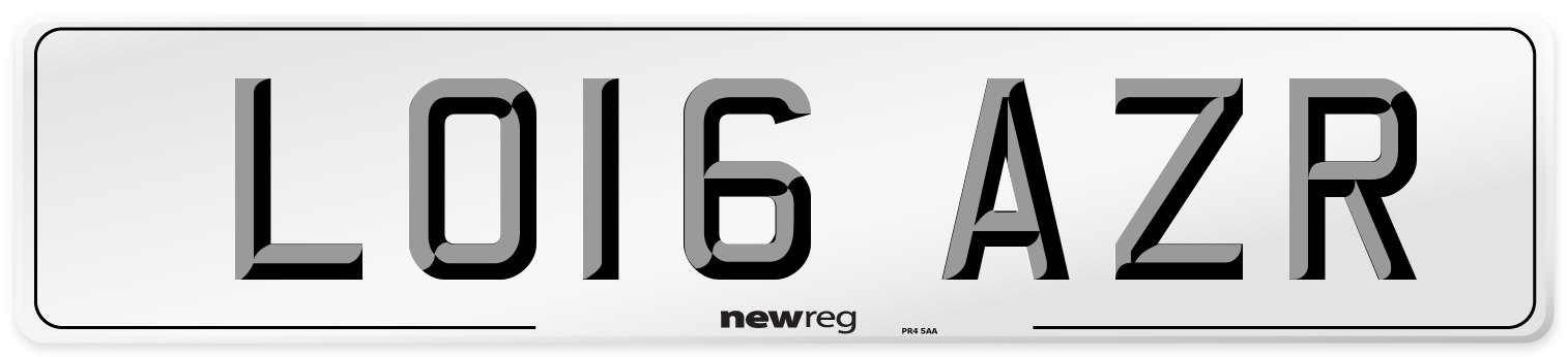 LO16 AZR Number Plate from New Reg